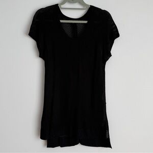 rag & bone Black Mesh Short Sleeve Tee
